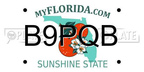 B9PQB Florida License Plate