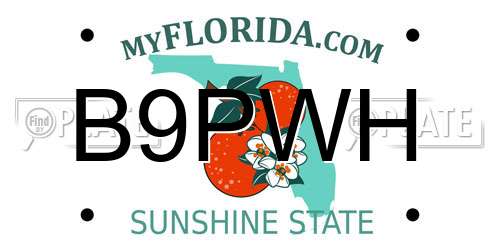 B9PWH Florida License Plate