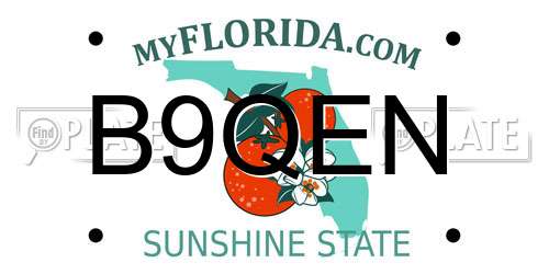 B9QEN Florida License Plate