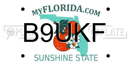 B9UKF Florida License Plate