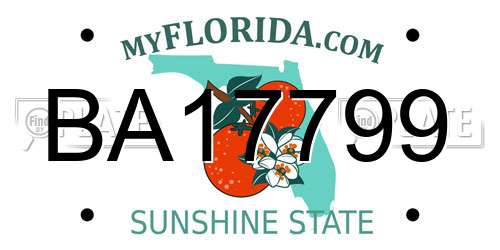 BA17799 Florida License Plate