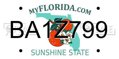 BA1Z799 Florida License Plate