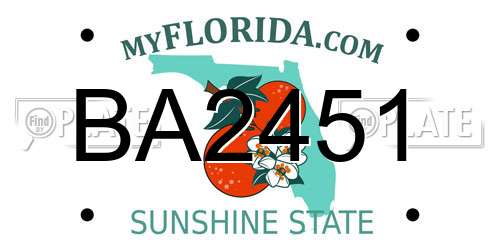 BA2451 Florida License Plate