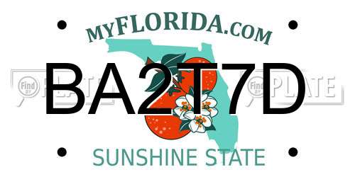 BA2T7D Florida License Plate