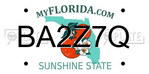 BA2Z7Q Florida License Plate