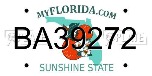 BA39272 Florida License Plate