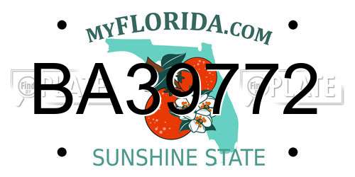 BA39772 Florida License Plate