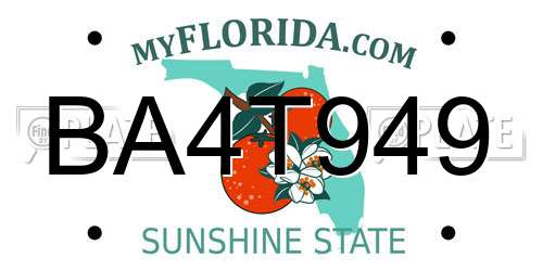 BA4T949 Florida License Plate