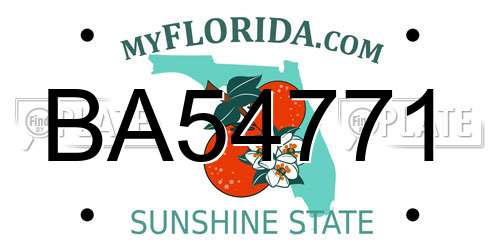 BA54771 Florida License Plate