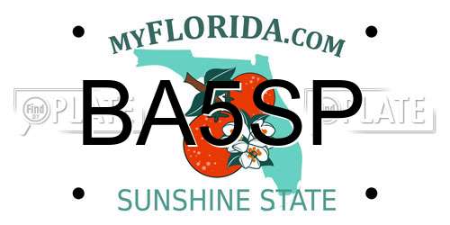 BA5SP Florida License Plate