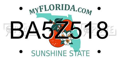 BA5Z518 Florida License Plate