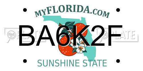 BA6K2F Florida License Plate