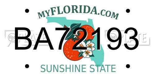 BA72193 Florida License Plate