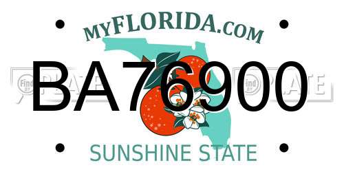 BA76900 Florida License Plate