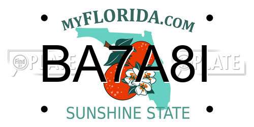 BA7A8I Florida License Plate