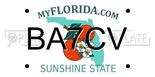 BA7CV Florida License Plate