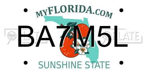 BA7M5L Florida License Plate
