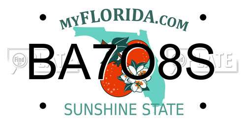 BA7O8S Florida License Plate