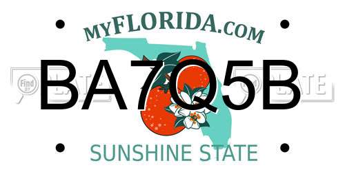 BA7Q5B Florida License Plate