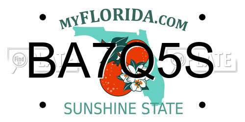 BA7Q5S Florida License Plate