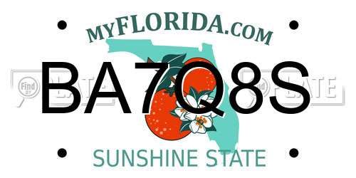 BA7Q8S Florida License Plate