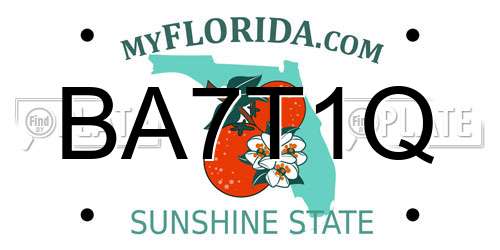 BA7T1Q Florida License Plate