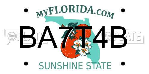 BA7T4B Florida License Plate