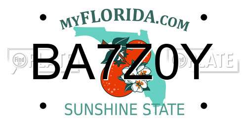 BA7Z0Y Florida License Plate