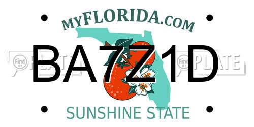 BA7Z1D Florida License Plate