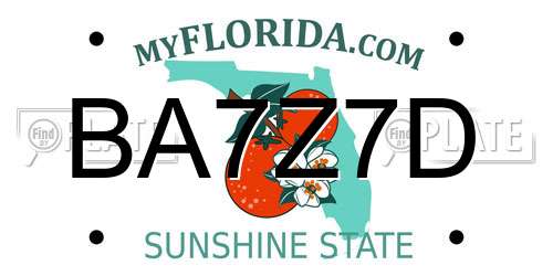 BA7Z7D Florida License Plate