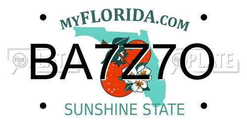 BA7Z7O Florida License Plate