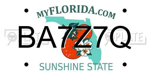 BA7Z7Q Florida License Plate