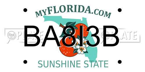 BA8I3B Florida License Plate