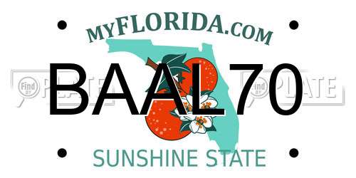 BAAL70 Florida License Plate