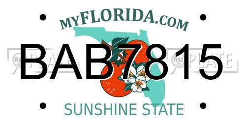 BAB7815 Florida License Plate