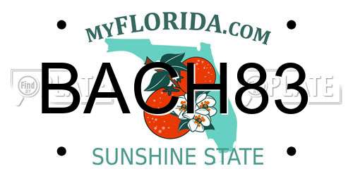 BACH83 Florida License Plate