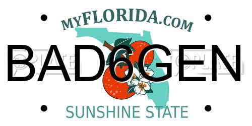 BAD6GEN Florida License Plate