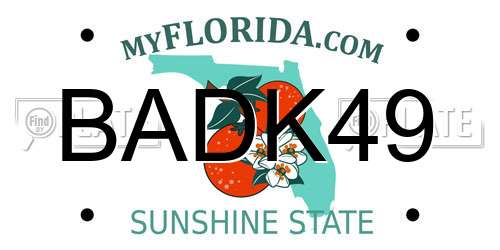 BADK49 Florida License Plate