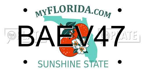 BAEV47 Florida License Plate