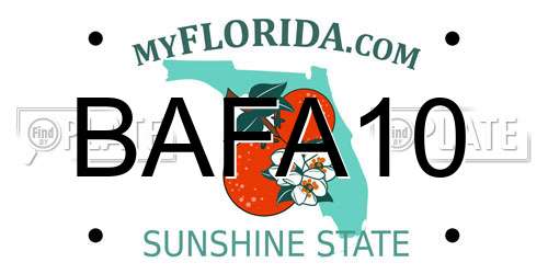 BAFA10 Florida License Plate
