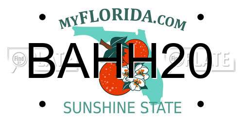 BAHH20 Florida License Plate