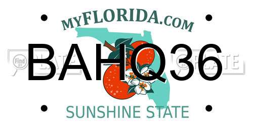 BAHQ36 Florida License Plate