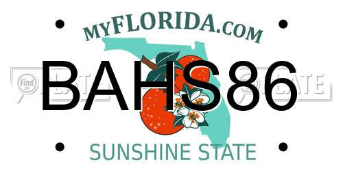 BAHS86 Florida License Plate