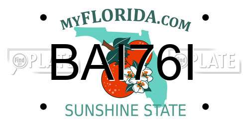BAI76I Florida License Plate
