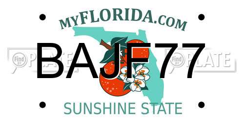 BAJF77 Florida License Plate