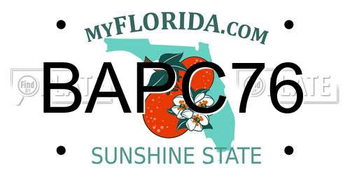 BAPC76 Florida License Plate