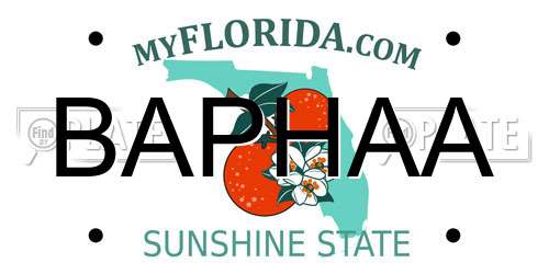 BAPHAA Florida License Plate