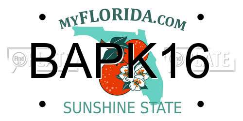 BAPK16 Florida License Plate