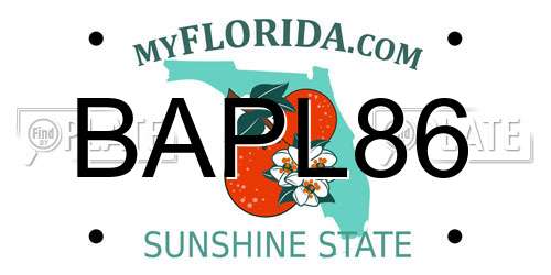 BAPL86 Florida License Plate