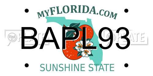 BAPL93 Florida License Plate